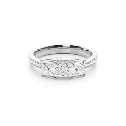 White Gold Princess Trilogy Diamond Engagement Ring