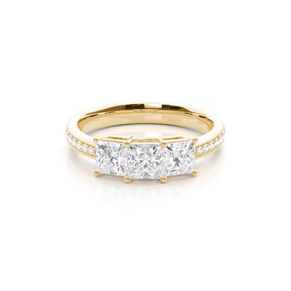 Yellow Gold Three Stone Diamond Rings