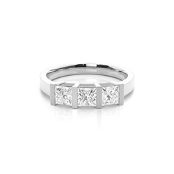 Bar Setting Plain Three Stone Ring