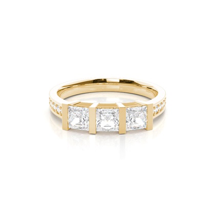 Yellow Gold Three Stone Diamond Rings