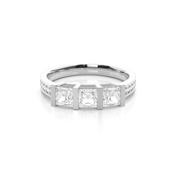 Bar Setting Studded Three stone Ring