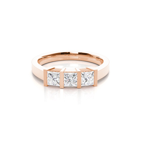 Bar Setting Plain Three stone Ring
