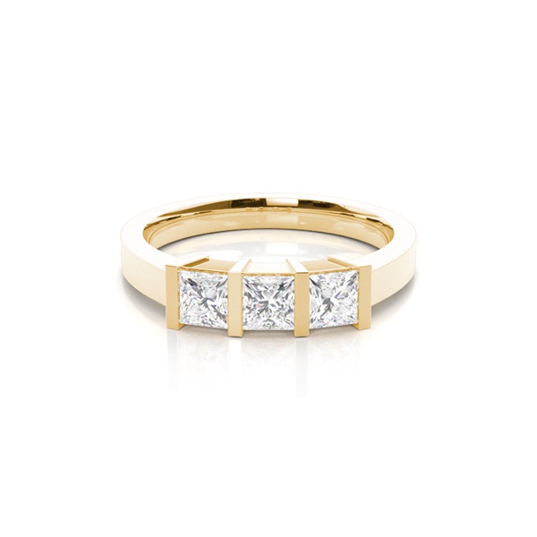 Bar Setting Plain Three stone Ring