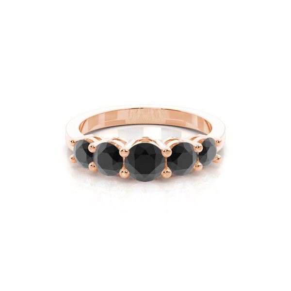 Round Black Diamond Five Stone Ring