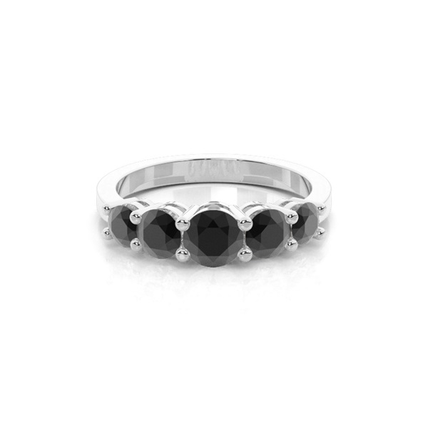 Round Black Diamond Five Stone Ring