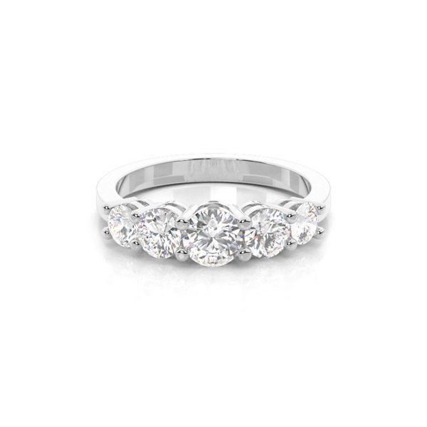 4 Prong Setting Plain Five Stone Ring