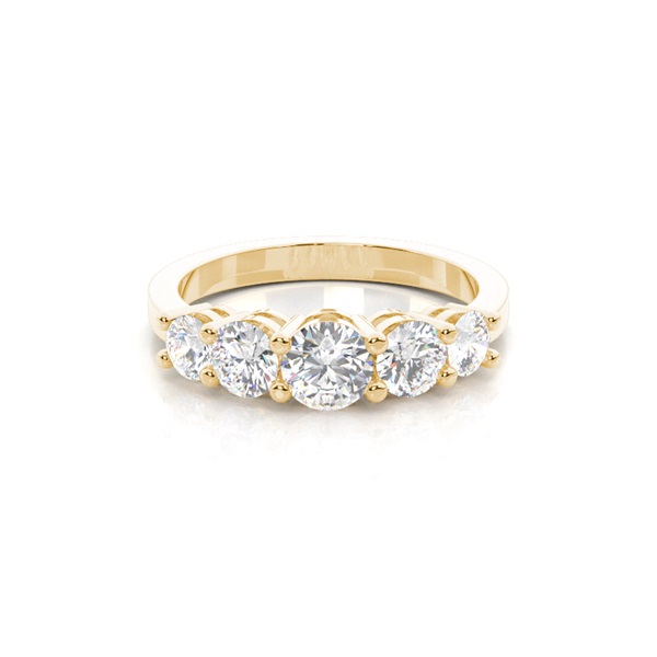 4 Prong Setting Plain Five Stone Ring
