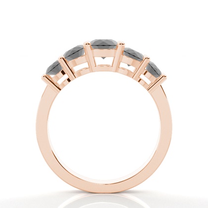 Runder schwarzer Diamantring mit fünf Steinen