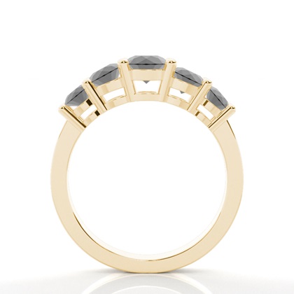 Runder schwarzer Diamantring mit fünf Steinen