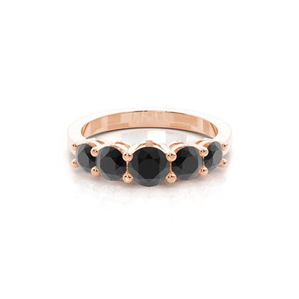 Round Black Diamond Five Stone Ring