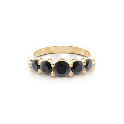 Round Black Diamond Five Stone Ring