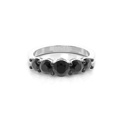 Round Black Diamond Five Stone Ring