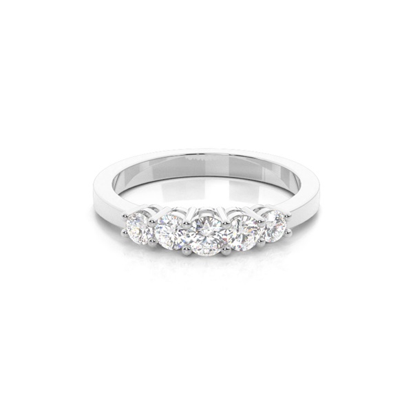 4 Prong Setting Plain Five Stone Ring