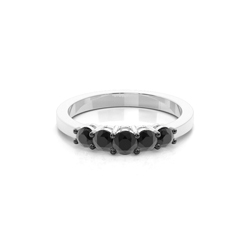 Bague 5 pierres diamants noirs