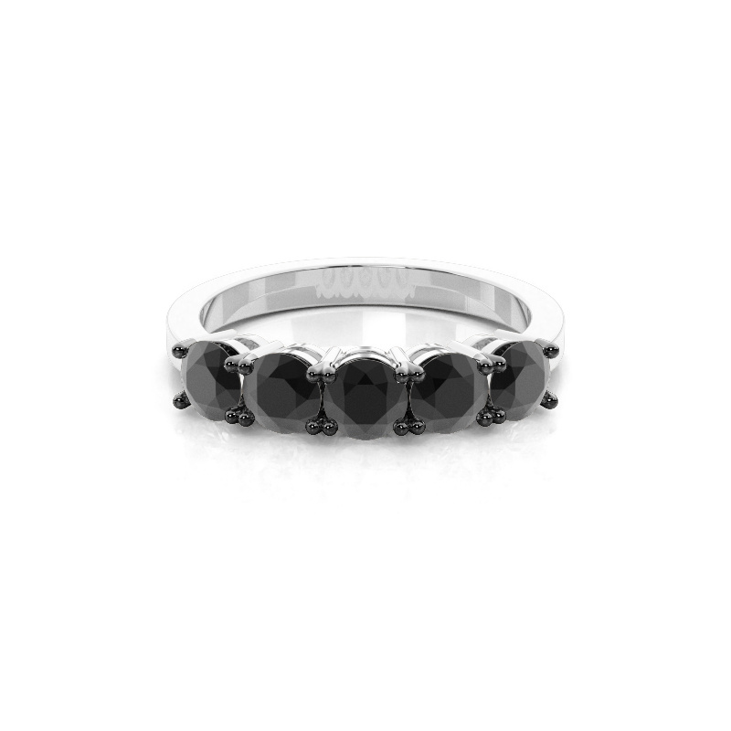 Bague 5 pierres diamants noirs
