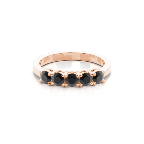 Round Black Diamond Five Stone Ring