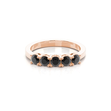 Round Black Diamond Five Stone Ring