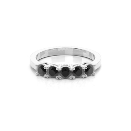 Round Black Diamond Five Stone Ring