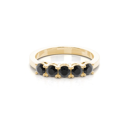 Round Black Diamond Five Stone Ring