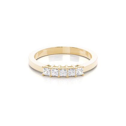 Princess Yellow Gold 5 Stone Diamond Rings
