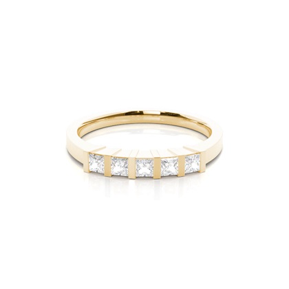Princess Yellow Gold 5 Stone Diamond Rings