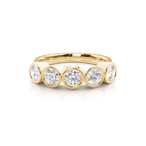 Full Bezel Setting Plain Five Stone Ring