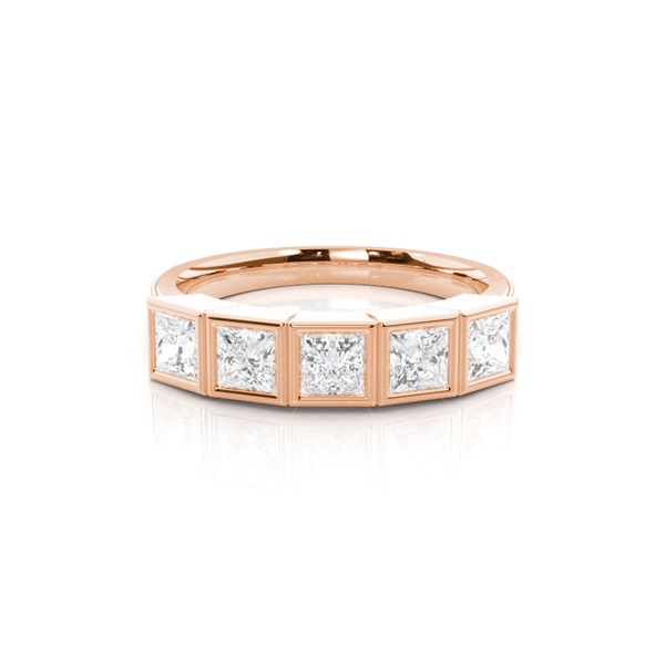 Full Bezel Setting Plain Five Stone Ring