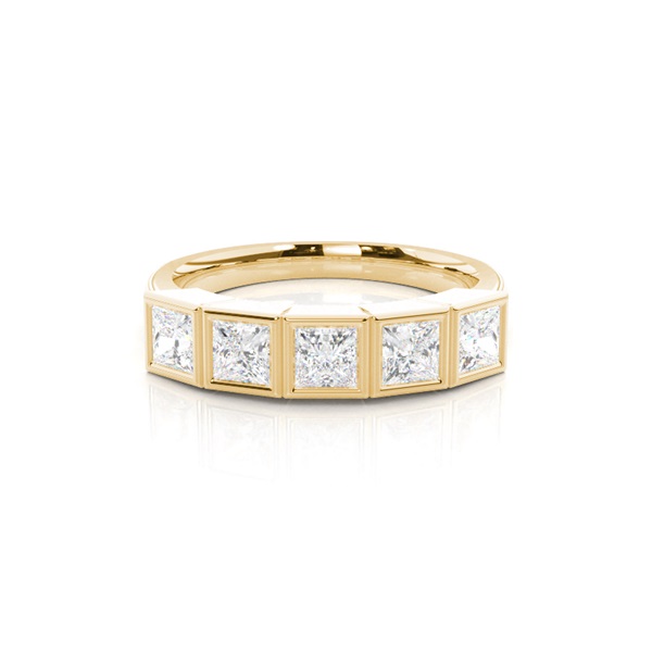 Full Bezel Setting Plain Five Stone Ring