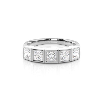 Full Bezel Setting Plain Five Stone Ring
