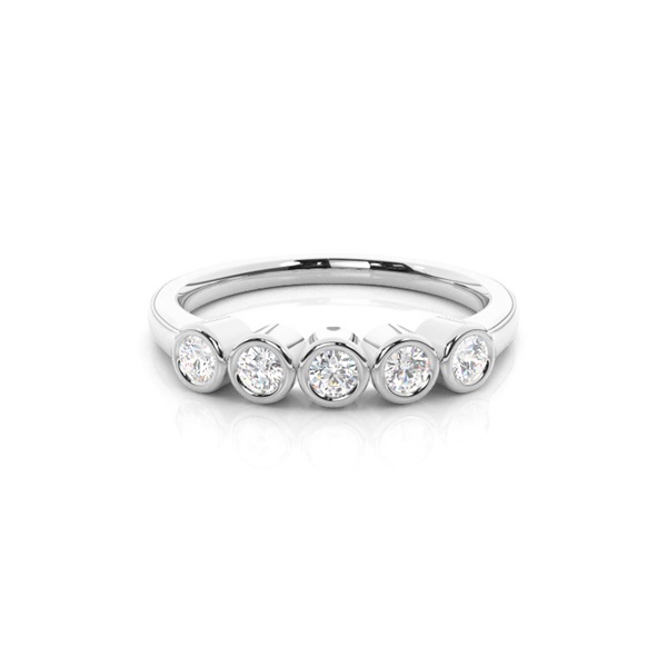 Full Bezel Setting Plain Five Stone Ring