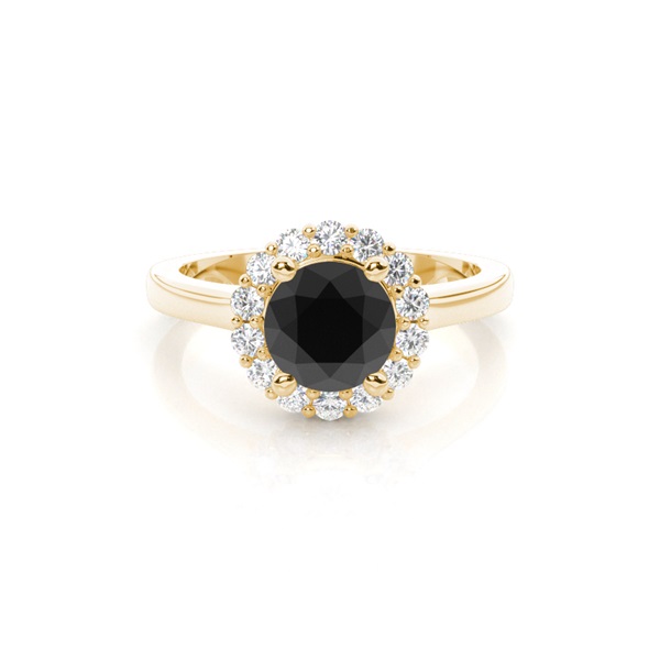 4 Prong Setting Side Stone Halo Black Diamond Ring