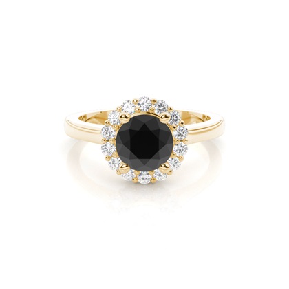 Yellow Gold Black Diamond Engagement Rings