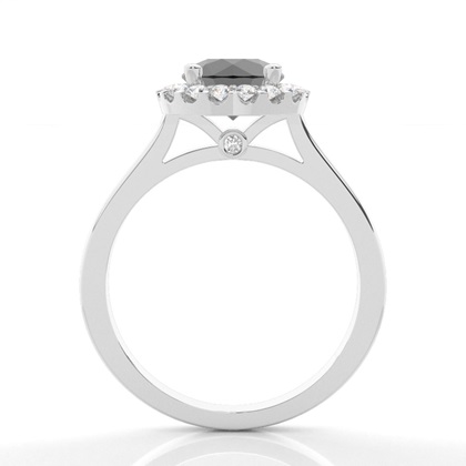 4 Prong Setting Side Stone Halo Black Diamond Ring