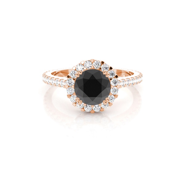 Round Black Diamond Halo Engagement Ring