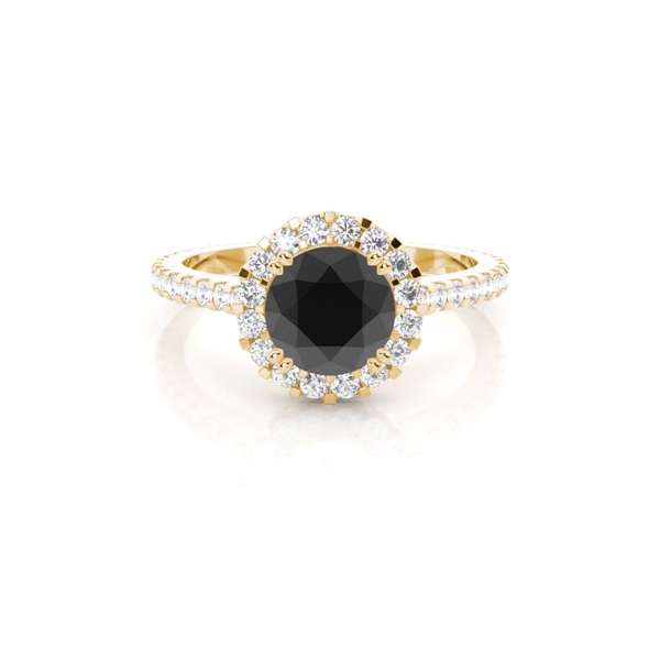 Round Black Diamond Halo Engagement Ring