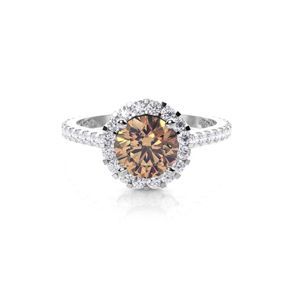 Round Champagne Diamond Engagement Rings