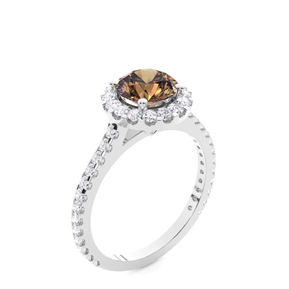 Prong-Rahmen-Champagner-Diamant-Halo-Verlobungsring