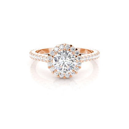 Round Rose Gold Halo Diamond Engagement Rings