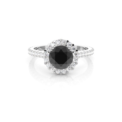 Round Black Diamond Halo Engagement Ring