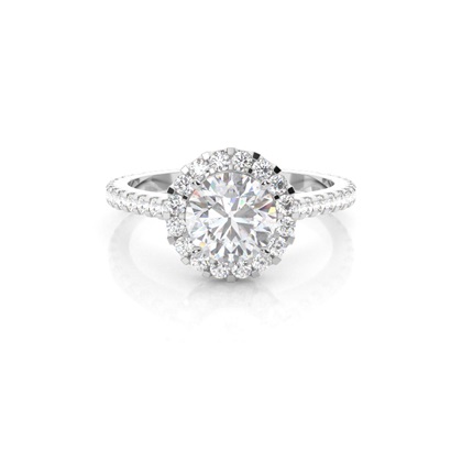 White Gold Halo Moissanite Engagement Ring