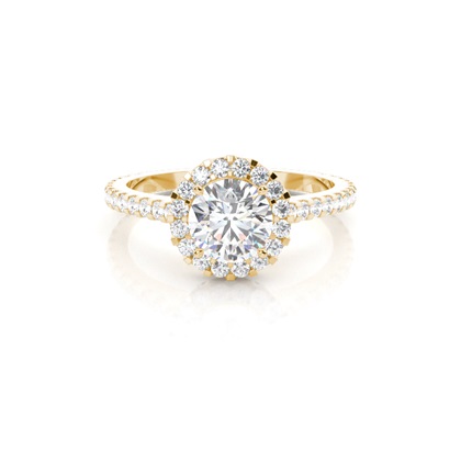 Round Yellow Gold Halo Diamond Engagement Rings