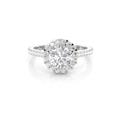 Prong Setting Halo Moissanite Engagement Ring