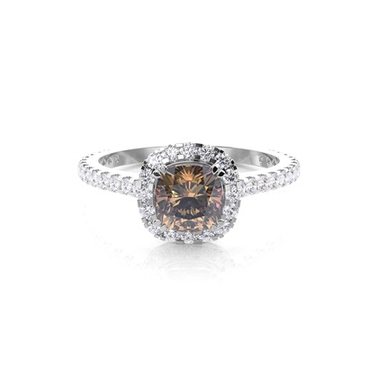 Cushion Champagne Diamond Engagement Rings