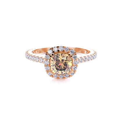 Prong Setting Champagne Diamond Halo Engagement Ring