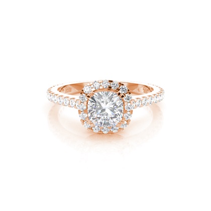 Prong Setting Halo Moissanite Engagement Ring