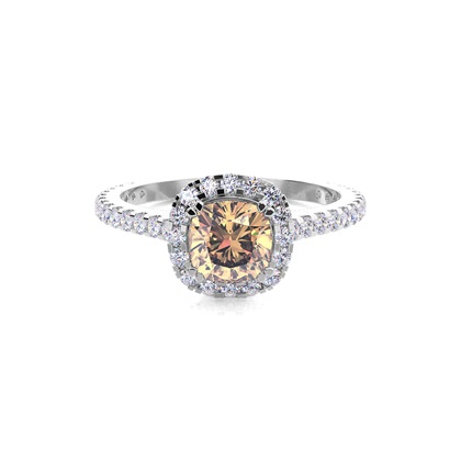 Prong Setting Champagne Diamond Halo Engagement Ring