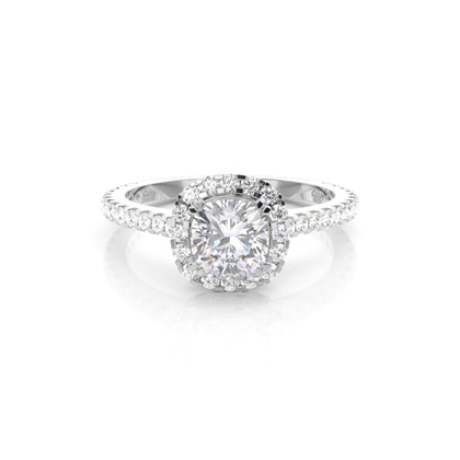 Prong Setting Halo Moissanite Engagement Ring