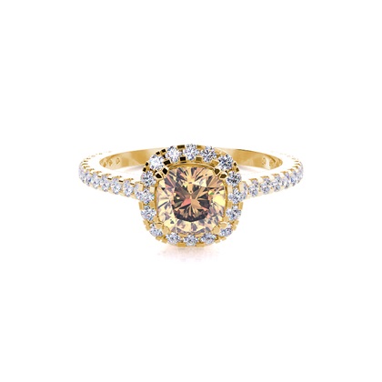 Prong Setting Champagne Diamond Halo Engagement Ring