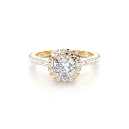Prong Setting Halo Moissanite Engagement Ring