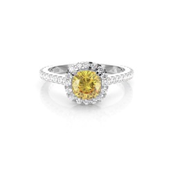 4 Prong Yellow Diamond Halo Engagement Ring